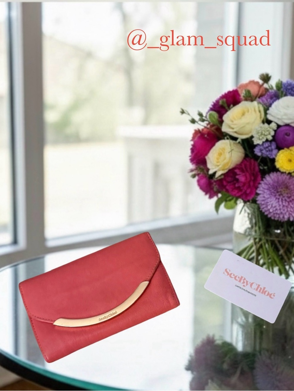 See by Chloé Lizzie Long Leather Continental Wallet in Coral